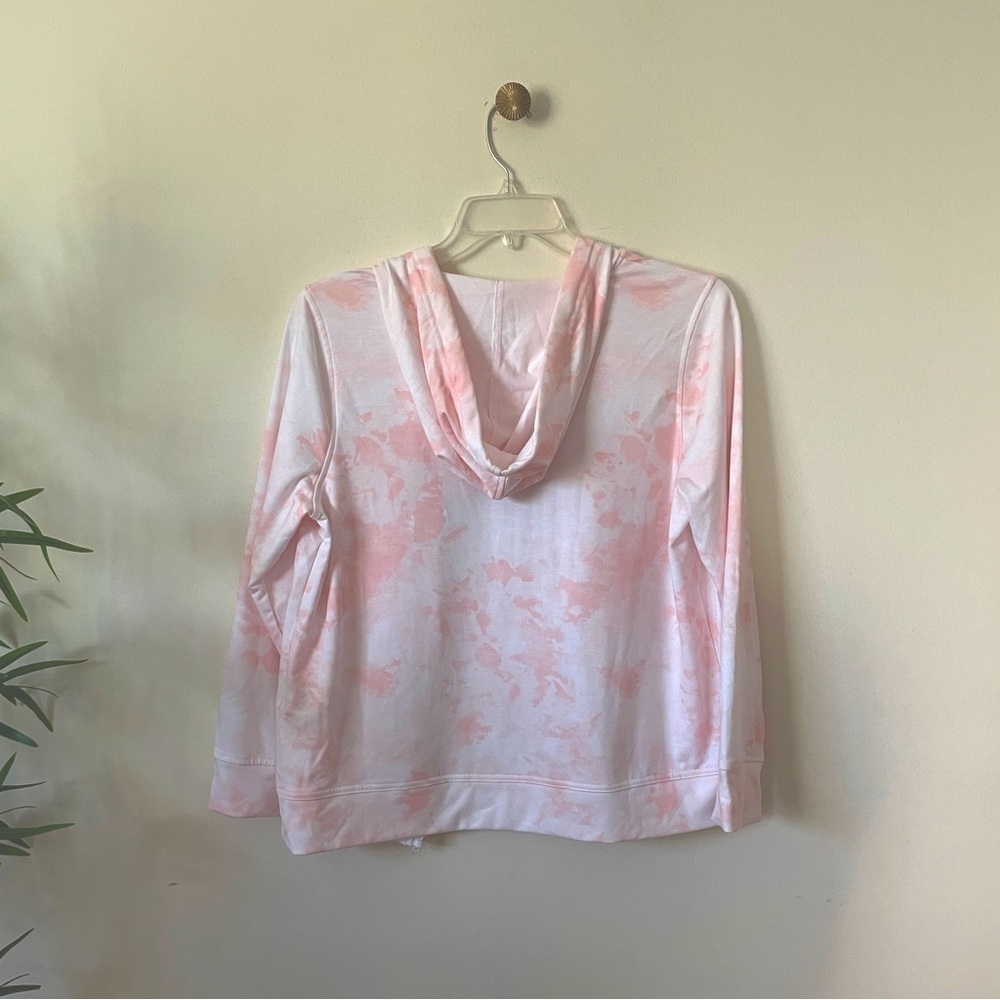 NWT hooded zip sweatshirt terry style & co. Petite coral tie dye woman’s LP - Picture 4 of 6